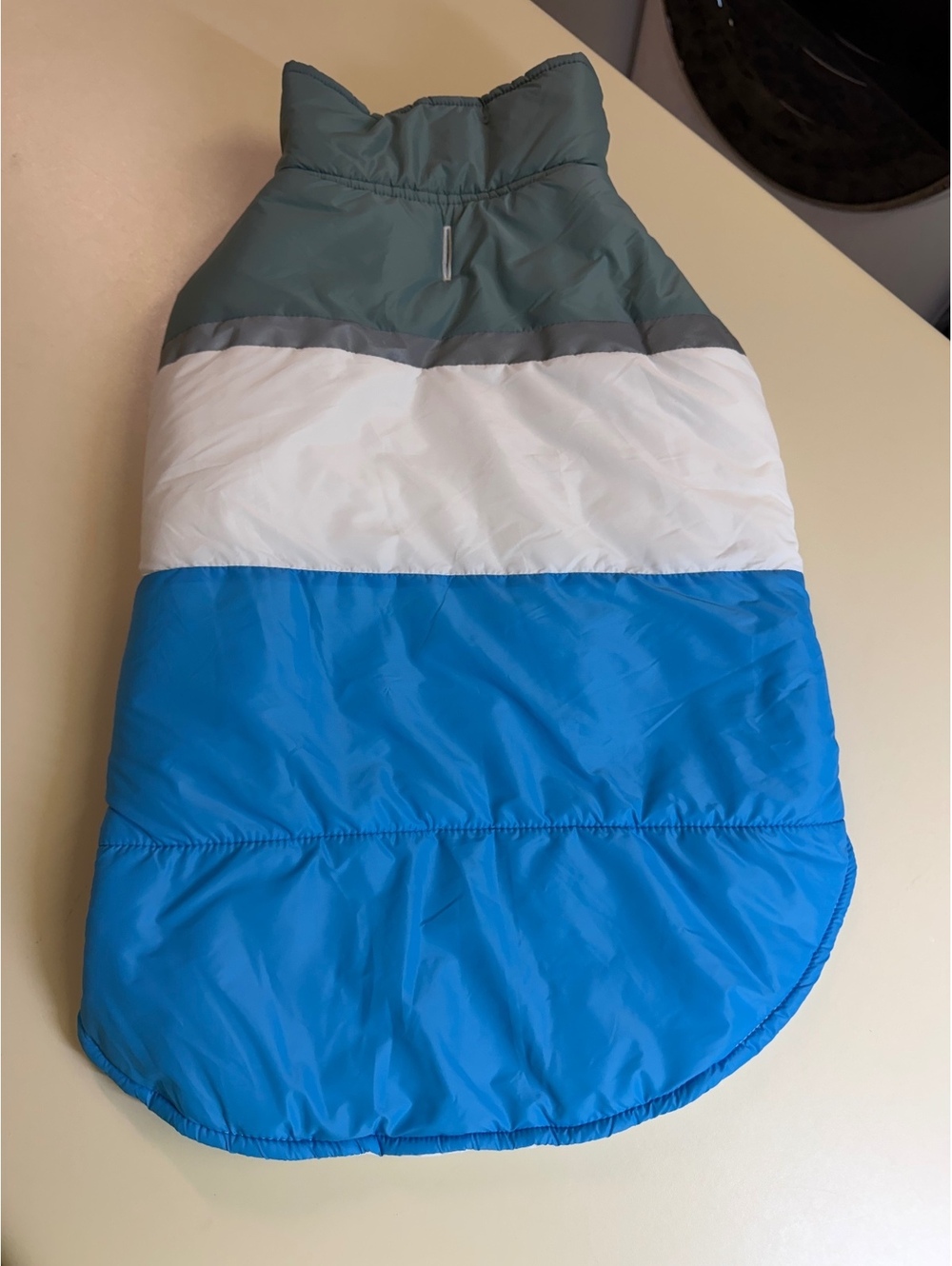 Color Block Puffer Dog Jacket with Hood and Velcro Closure
